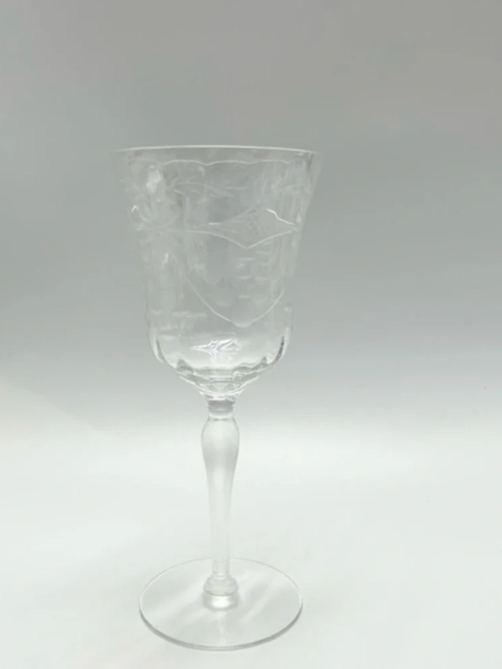 Etched Clear Stemmed Wine Glass - Decorative Goblet